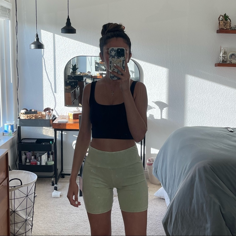 Green biker shorts